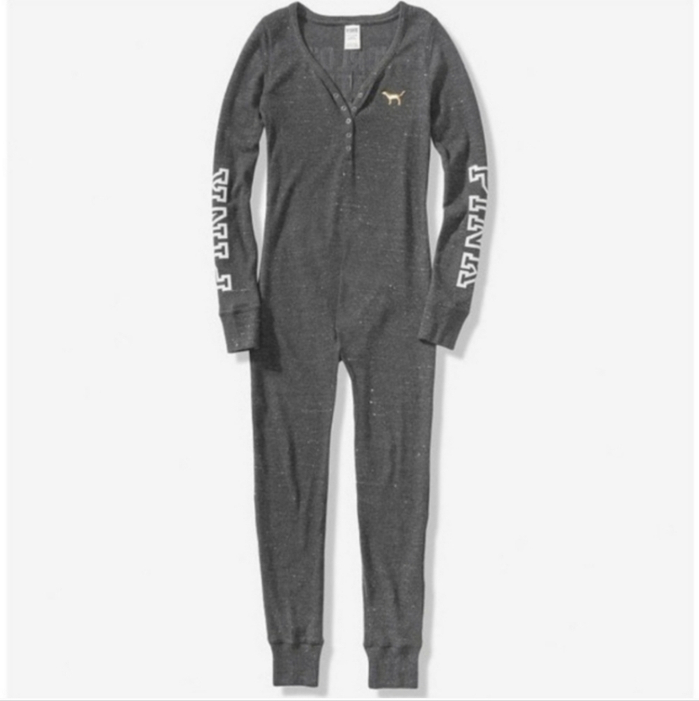 VS PINK SEQUIN BLING THERMAL ONESIE WORLDS GREATEST WRAPPER